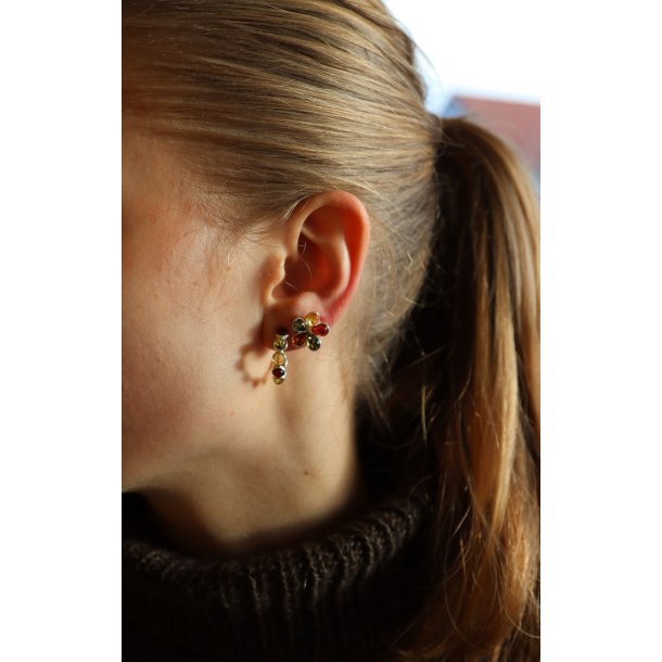 Blomster reringe af rav / Flower Formed Amber Earrings / Blumen-Bernstein-Ohrringe
