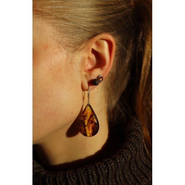 Ohrstecker aus echtem  Bernstein  erdigen Bernsteinperlen und Sterlingsilber .925 