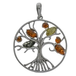 Baum des Lebens Bernstein und Silber Anh�nger