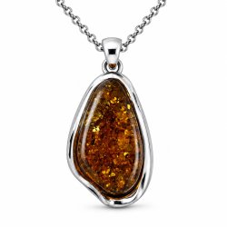 Unikt Rav Vedh�ng i 925 Sterling S�lv