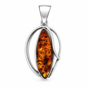 Unikt Rav Vedh�ng i 925 Sterling S�lv