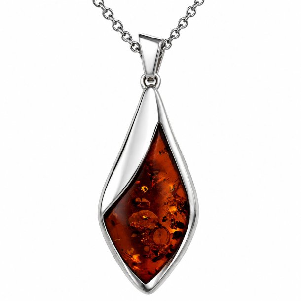 Unikt Rav Vedh�ng i 925 Sterling S�lv