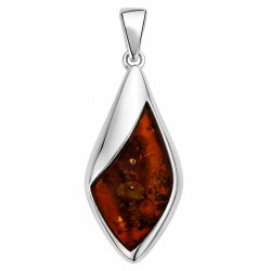 Unikt Rav Vedh�ng i 925 Sterling S�lv
