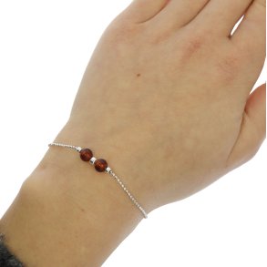 Elegant Slv Og Rav Armbnd 