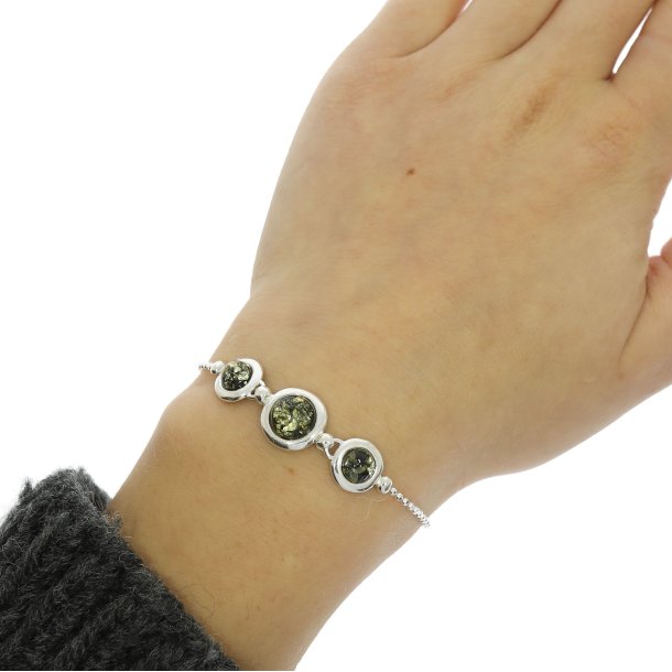  Slv Armbnd Med Grnt Rav