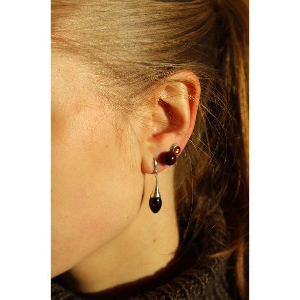 restikker af gte rav kirsebrrd og Sterling slv .925 