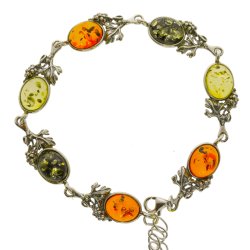 Drber fra vinstok - Smukt lysebrun rav-slvarmbnd  