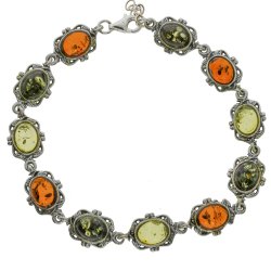 Vintage romersk stil gte rav-slvarmbnd  