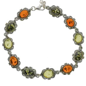 Vintage romersk stil gte rav-slvarmbnd  