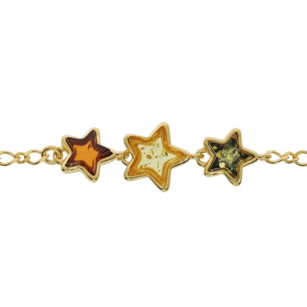 Stjerner fra Himlen - Fin Forgyldt Armbnd Med Rav Elementer