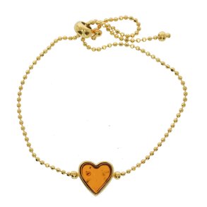 Liebesherz  Feines vergoldetes Armband mit Bernsteinelementen