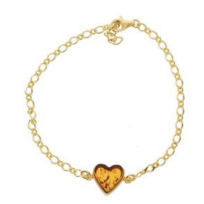 Liebesherz  Feines vergoldetes Armband mit Bernsteinelementen