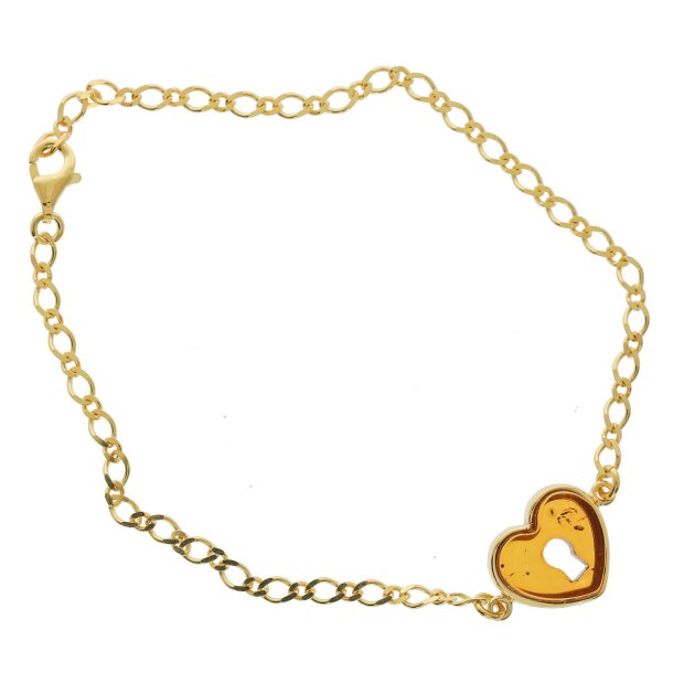 Ls op for gte krlighed - Fin Forgyldt Armbnd Med Rav Elementer