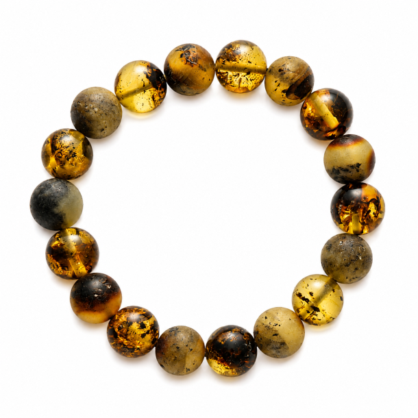 Einzigartiges Bernsteinarmband mit polierten und unpolierten Bernsteinperlen � nat�rlicher d�nischer Look