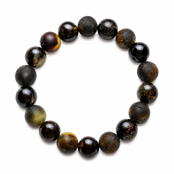 Einzigartiges Armband aus dunklem Bernstein mit polierten und matten Bernsteinperlen � roher, nat�rlicher Look