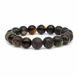 Einzigartiges Armband aus dunklem Bernstein mit polierten und matten Bernsteinperlen � roher, nat�rlicher Look