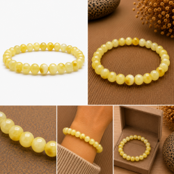 Helles Bernsteinarmband mit runden, polierten Bernsteinperlen � nat�rliches, elegantes Design