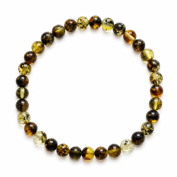 Zartes Bernsteinarmband mit kleinen dunklen Bernsteinperlen � nat�rliches mehrfarbiges Bernstein