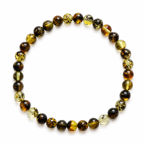 Zartes Bernsteinarmband mit kleinen dunklen Bernsteinperlen � nat�rliches mehrfarbiges Bernstein