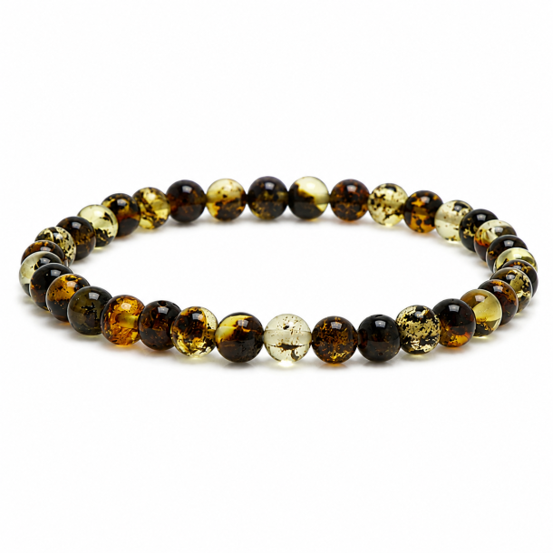 Zartes Bernsteinarmband mit kleinen dunklen Bernsteinperlen � nat�rliches mehrfarbiges Bernstein