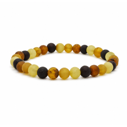 Mehrfarbiges Bernsteinarmband mit kleinen, matten Bernsteinperlen � Echtes Bernstein