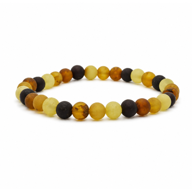 Mehrfarbiges Bernsteinarmband mit kleinen, matten Bernsteinperlen � Echtes Bernstein