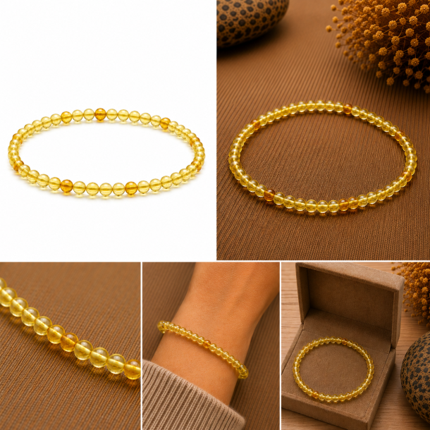 Elegantes Armband mit leuchtend gelben Bernsteinperlen � Echter Bernstein