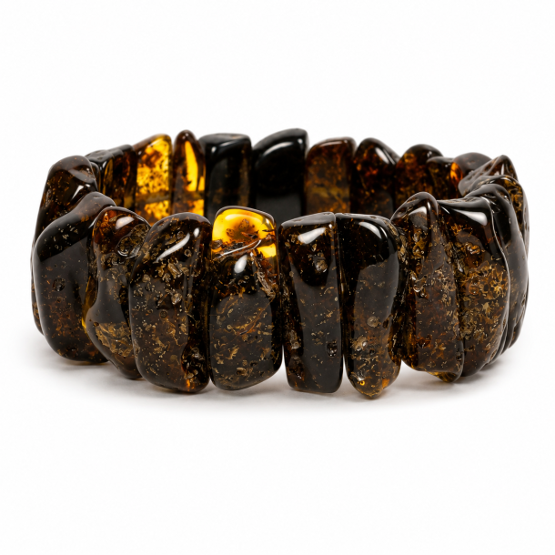 Armband aus rohem, dunklem Bernstein � Breites Armband mit naturgeformten Bernsteinst�cken