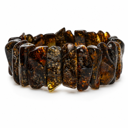 Armband aus rohem, dunklem Bernstein � Breites Armband mit naturgeformten Bernsteinst�cken