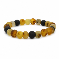 Naturbelassenes, mehrfarbiges Bernsteinarmband mit runden Perlen � mattes Echtbernstein