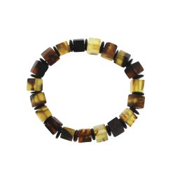 Einzigartiges, mehrfarbiges Bernsteinarmband mit quadratischen Bernsteinperlen � modernes Design
