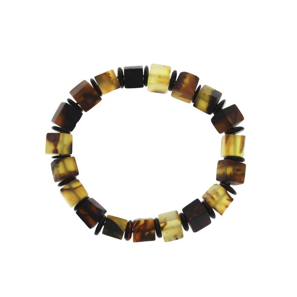 Einzigartiges, mehrfarbiges Bernsteinarmband mit quadratischen Bernsteinperlen � modernes Design