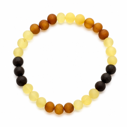 Mehrfarbiges Bernsteinarmband mit matten, runden Perlen � Naturbernstein