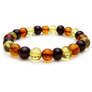 Elegant Ravarmb�nd med Runde Ravperler i Tre Farver � Lys, Cognac & M�rk Rav