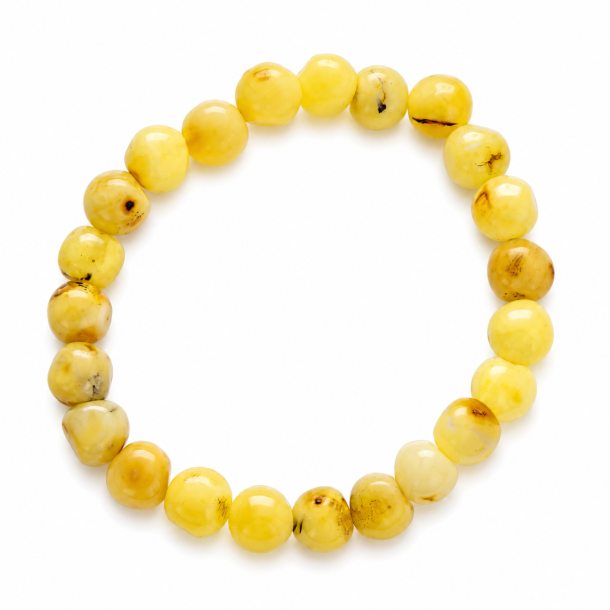 Helles Bernsteinarmband mit polierten runden Bernsteinperlen � Echtes Bernstein