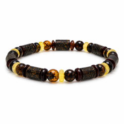 Einzigartiges Armband aus dunklem Bernstein mit verschiedenen Bernsteinperlen � Echter Bernstein