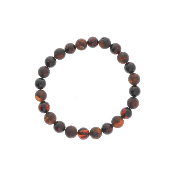 Armband aus dunklem Kirschbernstein mit runden Perlen � Echter Bernstein