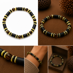 Einzigartiges Bernsteinarmband aus dunklem und gr�nem Bernstein � modernes d�nisches Design