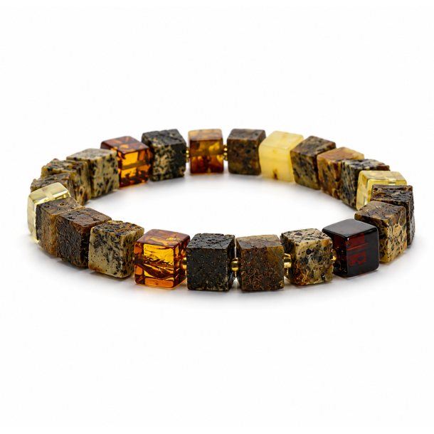 Einzigartiges Bernsteinarmband mit quadratischen Bernsteinperlen � nat�rliche Bernsteint�ne