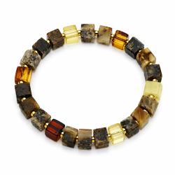 Einzigartiges Bernsteinarmband mit quadratischen Bernsteinperlen � nat�rliche Bernsteint�ne