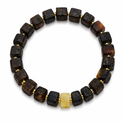 Einzigartiges Armband aus dunklem Bernstein mit quadratischen Bernsteinperlen � rustikales nordisches Design