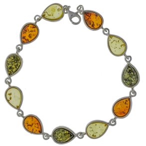 Armband aus Silber und Bernstein mit glockenf�rmigen Elementen