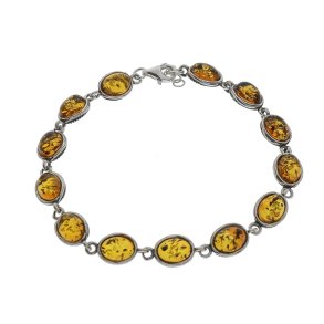 Slvarmbnd Med Ovalformet Ravelementer