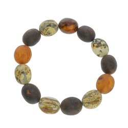 Unik Ravarmbnd Med Forskellige Olivenformet Ravperler