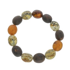 Unik Ravarmbnd Med Forskellige Olivenformet Ravperler