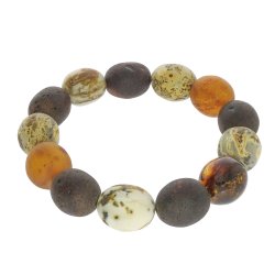 Unik Ravarmbnd Med Forskellige Olivenformet Ravperler