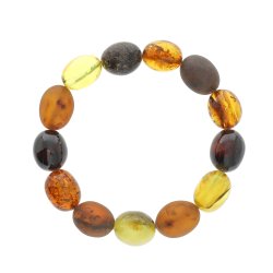 Unik Ravarmbnd Med Forskellige Olivenformet Ravperler