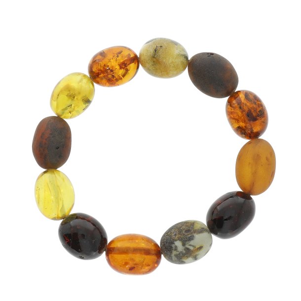 Unik Ravarmbnd Med Forskellige Olivenformet Ravperler