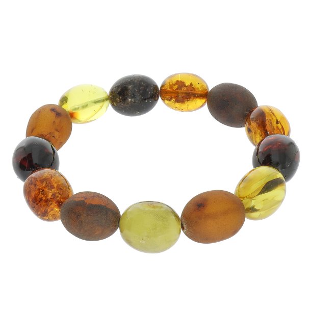 Unik Ravarmbnd Med Forskellige Olivenformet Ravperler