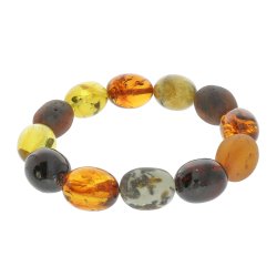 Unik Ravarmbnd Med Forskellige Olivenformet Ravperler